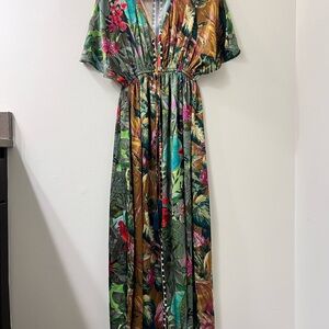 Cost Plus World Market Tropical Floral Maxi Dress